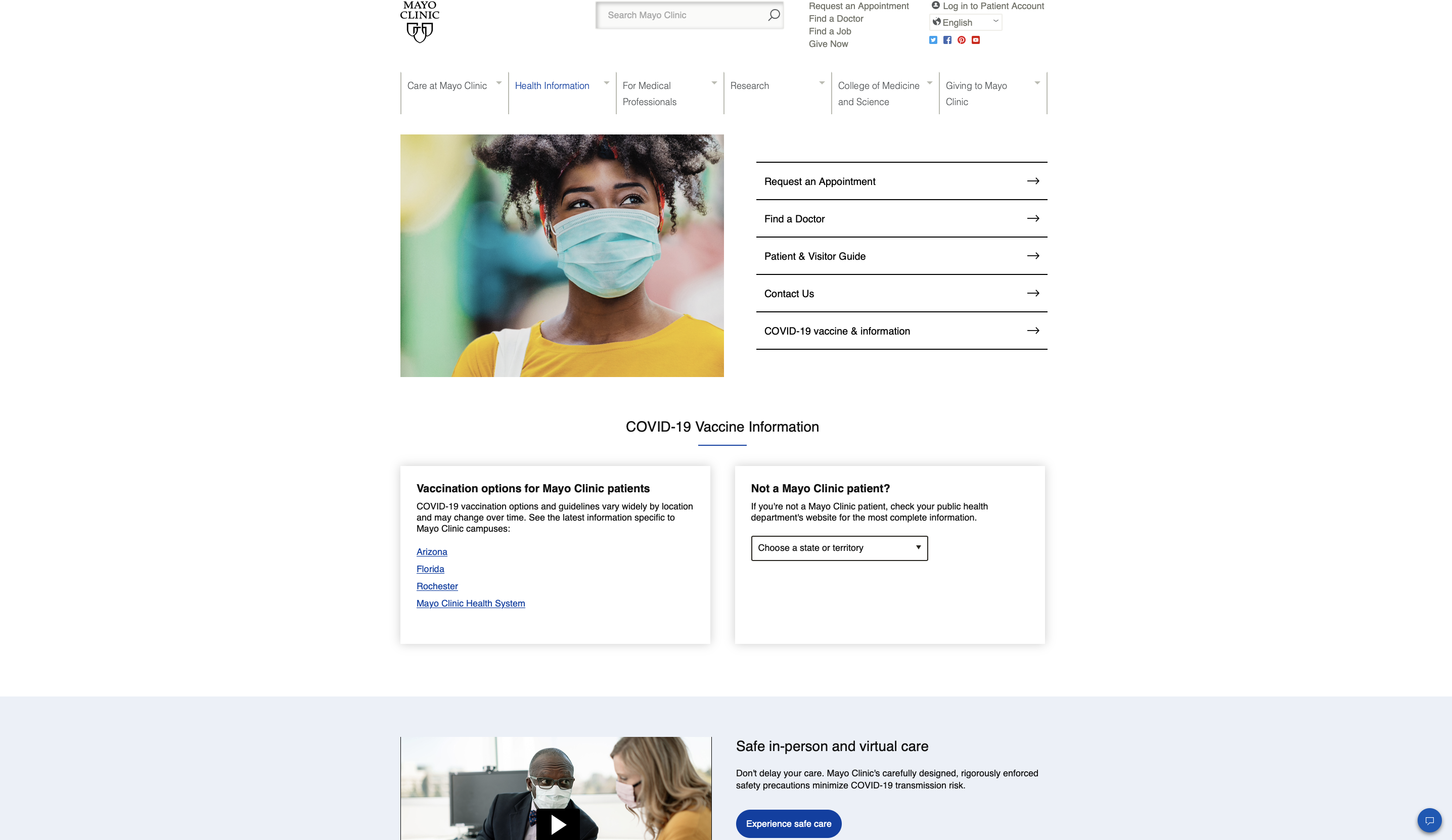 Mayo clinic healthcare web design