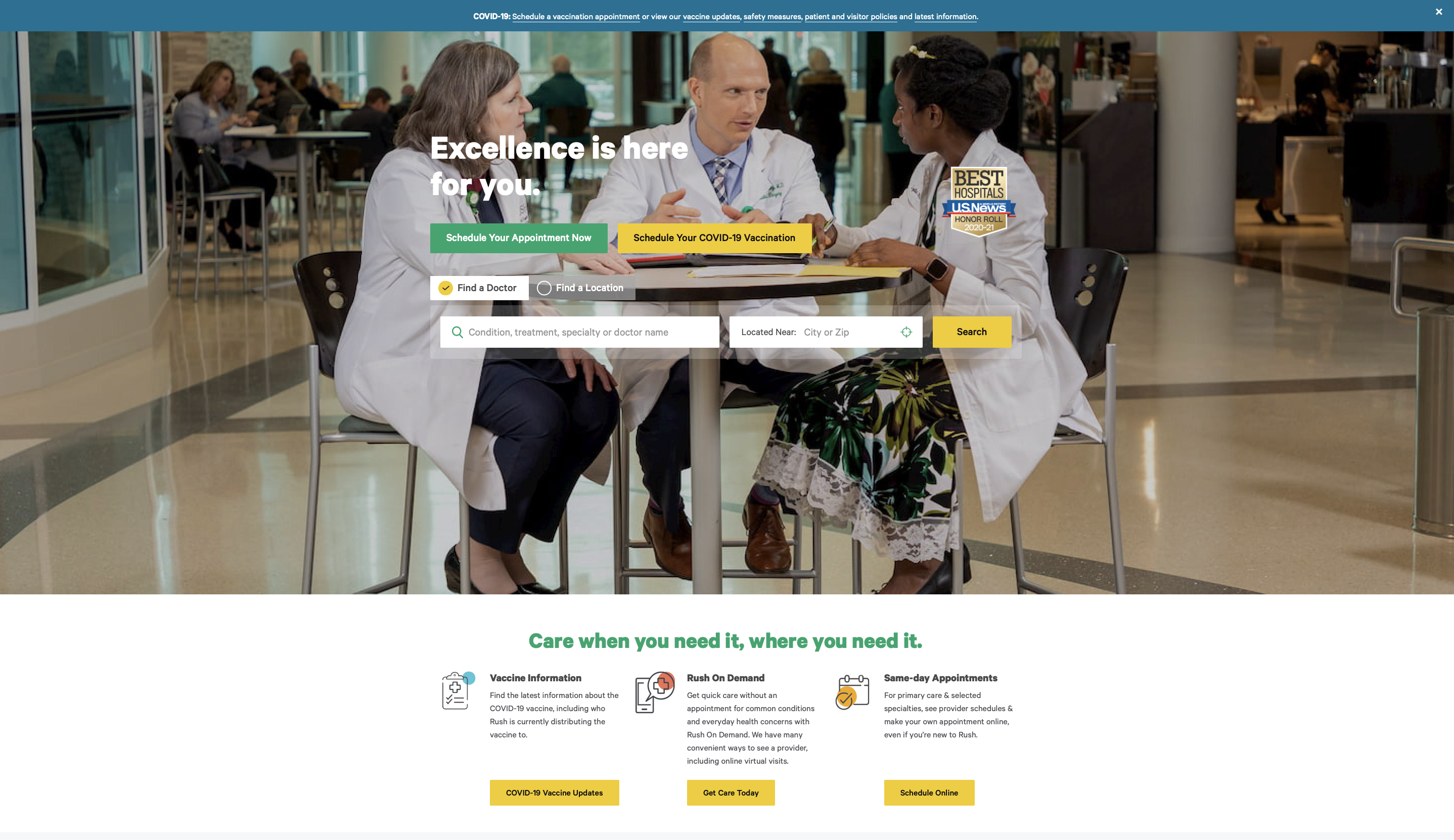 Rush University Healthcare web design