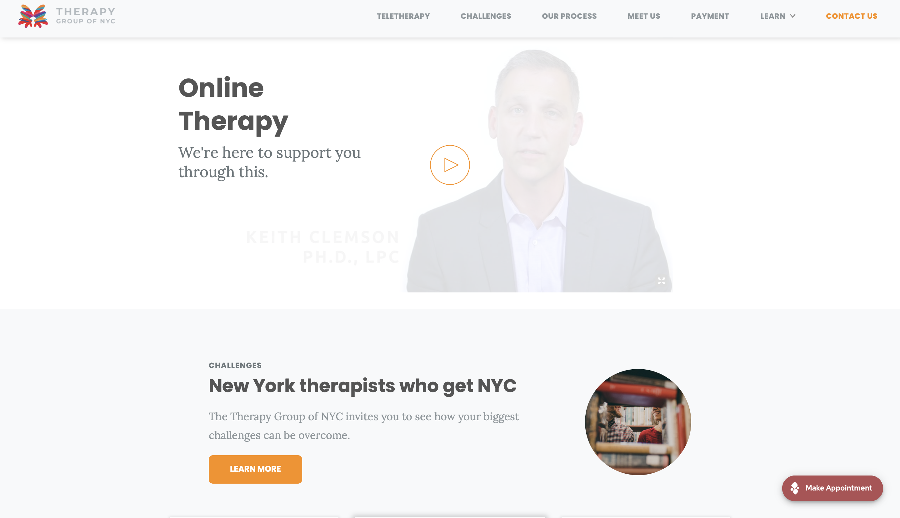 Therapy group of NYC healthcare web design
