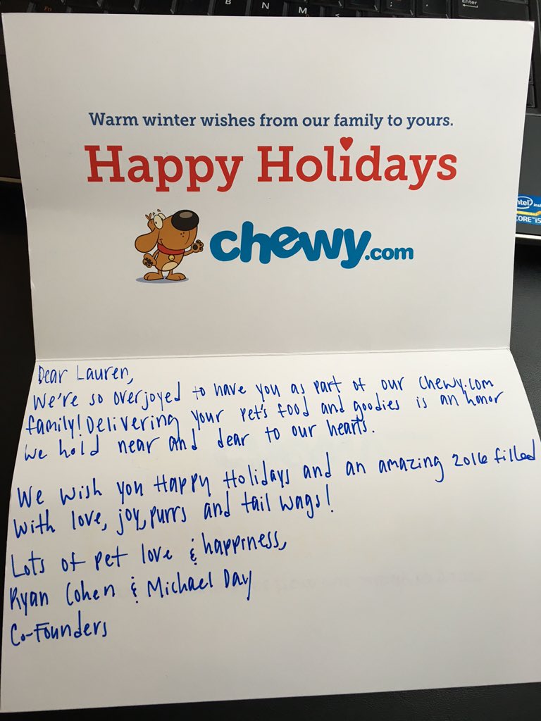 chewy thank you note